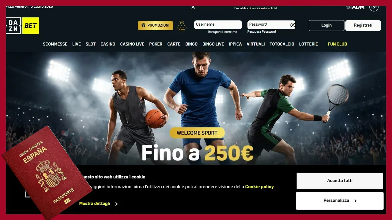 DAZN Bet: apuestas deportivas con pasaporte y verificación OCR del documento