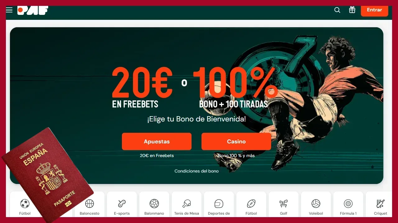Paf: casa de apuestas deportivas con pasaporte y límites de juego responsable