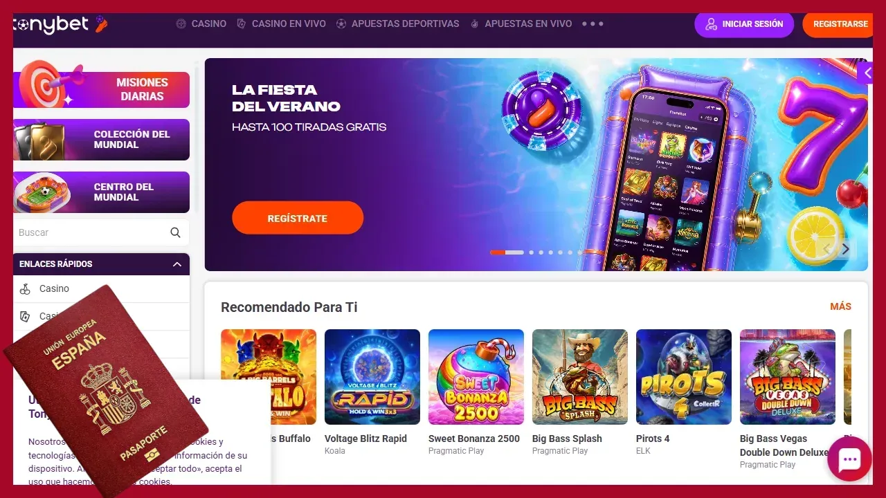 Tonybet: apuestas deportivas con pasaporte y verificación en unas cuatro horas